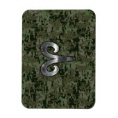 牡羊座〔占星術の〕十二宮図サインオンウッドランドグリーンデジタル迷彩柄 マグネット (縦)