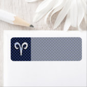 牡羊座〔占星術の〕十二宮図サインオンネイビーブルーカーボンファイバープリント ラベル (インサイチュ)