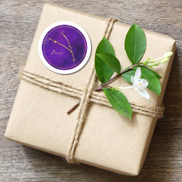 牡羊座〔占星術の〕十二宮図サインゴールドフォイル星座 ラウンドシール