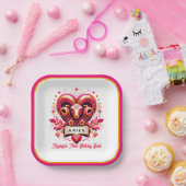 牡羊座〔占星術の〕十二宮図サインピンクとオレンジラム誕生日 ペーパープレート (パーティー)