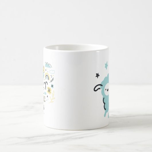 牡羊座〔占星術の〕十二宮図サインマグカップ、かわいい星占い占星術 コーヒーマグカップ (中央)