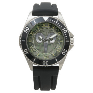 牡羊座〔占星術の〕十二宮図シンボルウッドランドカモフラージダイヤル 腕時計