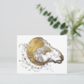 牡羊座〔占星術の〕十二宮図ラム中国の年ゴールデンホーンPostC ポストカード (スタンド正面)