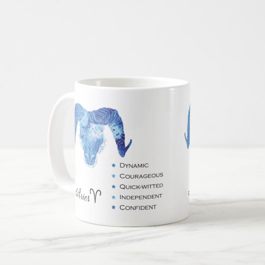 牡羊座〔占星術の〕十二宮図形質マグ コーヒーマグカップ (正面左)