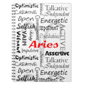 牡羊座〔占星術の〕十二宮図星占い占星術トレイトコラージュ ノートブック (正面)