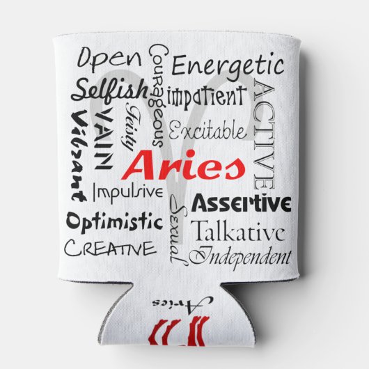 牡羊座〔占星術の〕十二宮図星占い占星術トレイトコラージュ 缶クーラー (裏面)