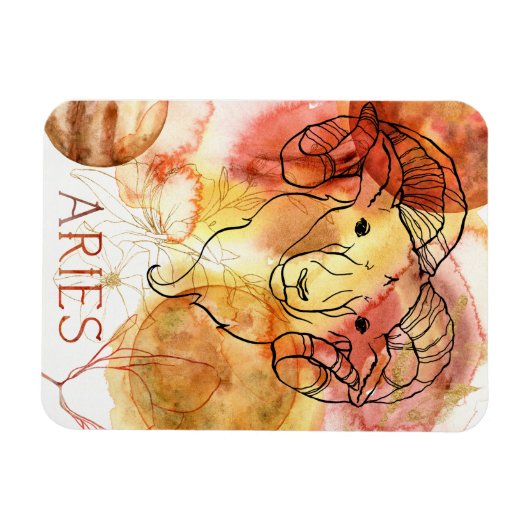 牡羊座〔占星術の〕十二宮図星占い誕生日赤金ゴールド マグネット (横)