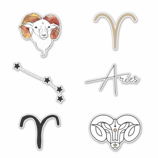 牡羊座〔占星術の〕十二宮図星占い誕生日金ゴールド シール (正面)