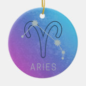 牡羊座〔占星術の〕十二宮図星印占星術星座 セラミックオーナメント (正面)