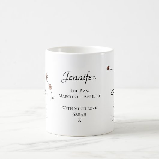 牡羊座〔占星術の〕十二宮図星花星座 コーヒーマグカップ (中央)