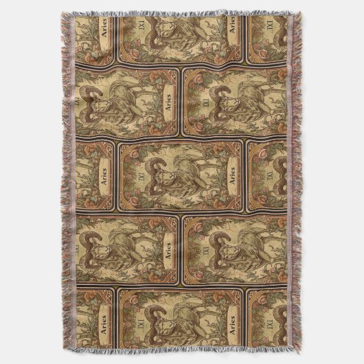 牡羊座〔占星術の〕十二宮図標識 スローブランケット (正面縦)
