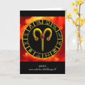 牡羊座〔占星術の〕十二宮図誕生日宝石 カード (黄色い花)