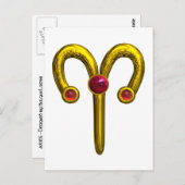 牡羊座〔占星術の〕十二宮図誕生日宝石 ポストカード (正面/裏面)