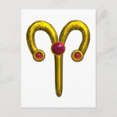 牡羊座〔占星術の〕十二宮図誕生日宝石 ポストカード (正面)