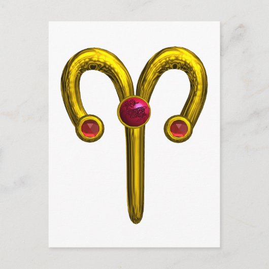 牡羊座〔占星術の〕十二宮図誕生日宝石 ポストカード (正面)