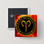 牡羊座〔占星術の〕十二宮図誕生日宝石 缶バッジ (正面&裏面)