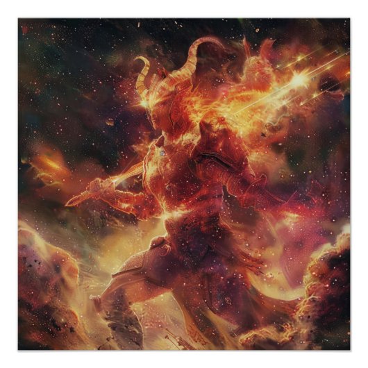 牡羊座（戦士）〔占星術の〕十二宮図の神のポスター ポスター (正面)