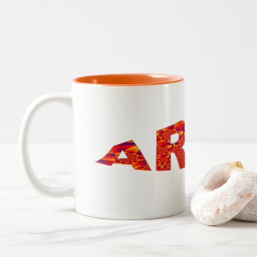 牡羊座 – Firey Orange Yellow Blue Two-Tone Coffee M ツートーンマグカップ (ドーナツ)