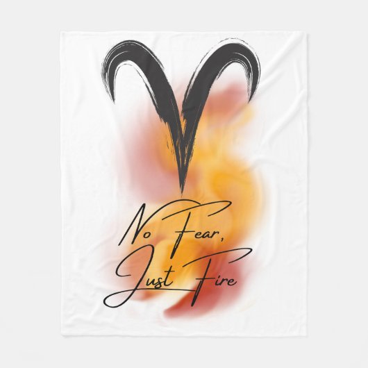 牡羊座 'No Fear, Just Fire' 星座プライド フリースブランケット (正面)