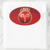 牡羊座 – The Ram〔占星術の〕十二宮図標識 楕円形シール (バッグ)