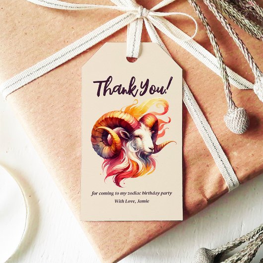 牡羊水色ラム〔占星術の〕十二宮図をテーマにした誕生日パーティー ギフトタグ