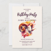 牡羊水色ラム〔占星術の〕十二宮図をテーマにした誕生日パーティー 招待状 (正面)