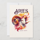 牡羊水色ラム〔占星術の〕十二宮図をテーマにした誕生日パーティー 招待状 (裏面)