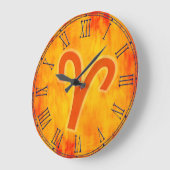 牡羊火サイン〔占星術の〕十二宮図壁時計 ラージ壁時計 (傾斜)
