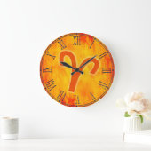 牡羊火サイン〔占星術の〕十二宮図壁時計 ラージ壁時計 (ホーム)