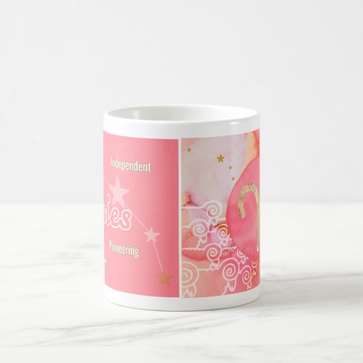 牡羊紅水彩星占い〔占星術の〕十二宮図サインマググ コーヒーマグカップ (中央)