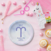 牡羊紫色かわいらし星占いサインバースデーパーティー ペーパープレート (パーティー)