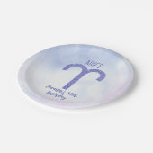 牡羊紫色かわいらし星占いサインバースデーパーティー ペーパープレート (アングル)