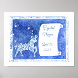 牡羊誕生日の水彩プリント ポスター