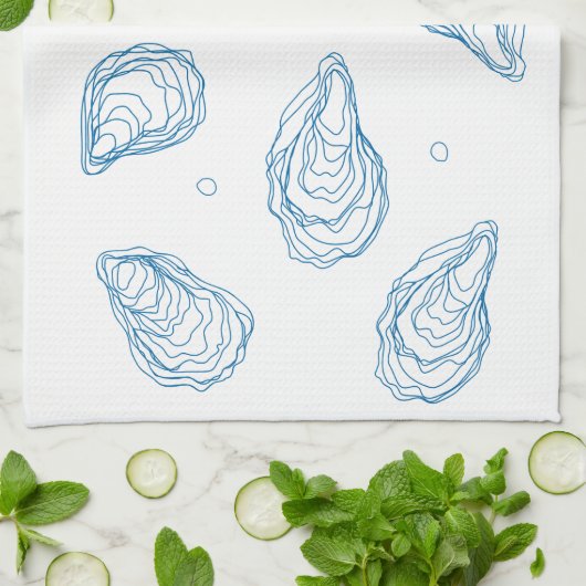 牡蠣と牡蠣 キッチンタオル (折り畳み)