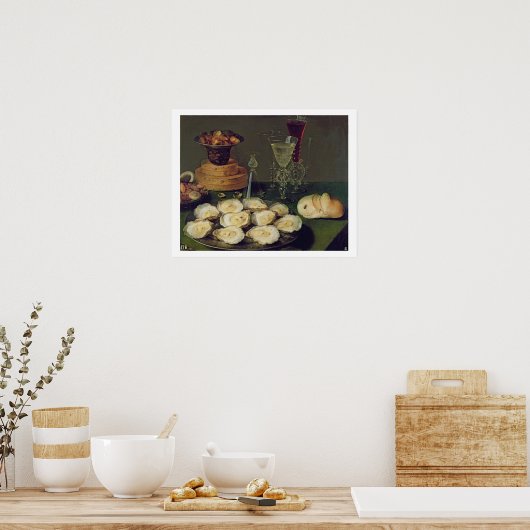 牡蠣と眼鏡の静物体験(油付き) ポスター (キッチン)
