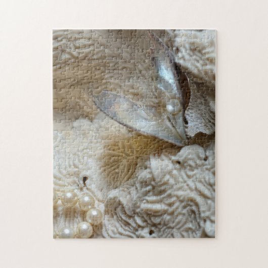 牡蠣の真珠と天然の海のサンゴ写真 ジグソーパズル (縦)