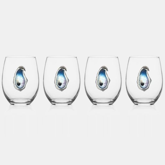 牡蠣の茎のないワイングラス – 4セット ステムなしワイングラス (正面)