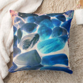 牡蠣の貝殻、色は青から鮭に変わった クッション (ブランケット)