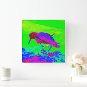 牡蠣キャッチャー スクエア壁時計 (ホーム)