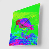 牡蠣キャッチャー スクエア壁時計 (傾斜)