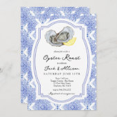 牡蠣パーティーの招待 牡蠣パーティーのカップルシャワー 招待状 (正面/裏面)