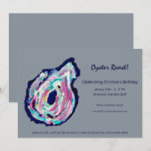 牡蠣パーティー招待状 - ダブグレー 招待状 (正面/裏面)