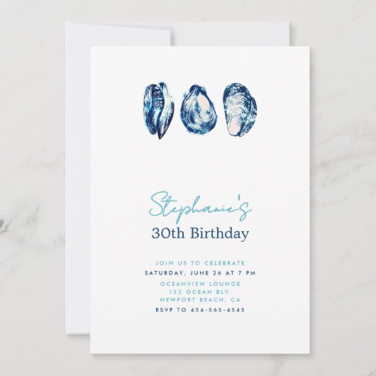 牡蠣パーティー航海のビーチ海30歳の誕生日 招待状 (正面)