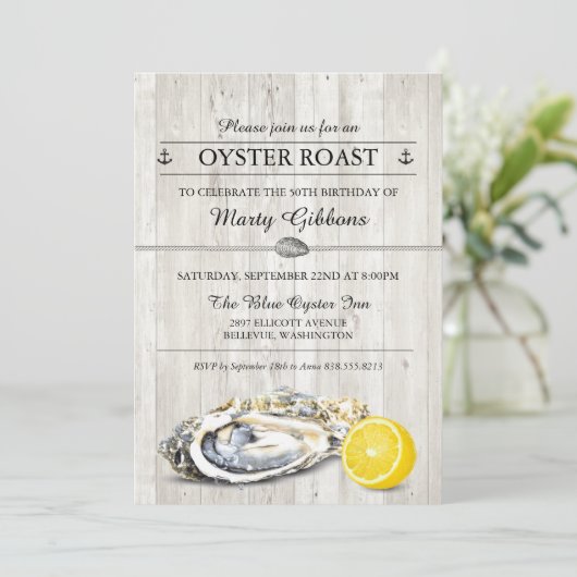 牡蠣パーティー 海の誕生日招待状 招待状 (スタンド正面)