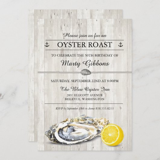 牡蠣パーティー 海の誕生日招待状 招待状 (正面/裏面)