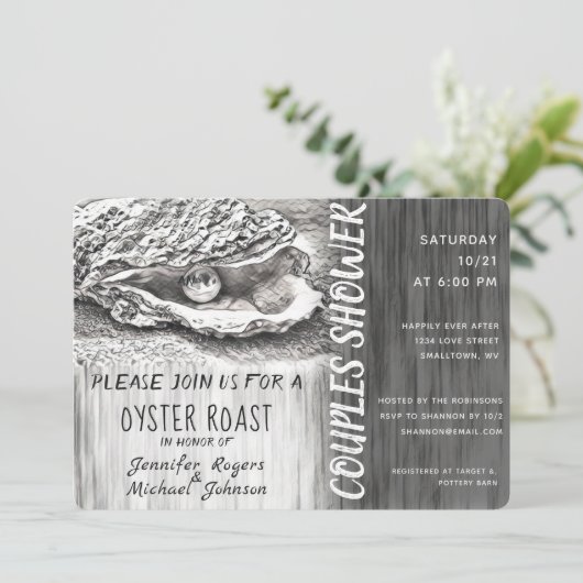 牡蠣ローストカップルが白黒シャワー 招待状 (スタンド正面)