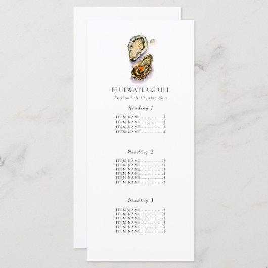 牡蠣 |シーフードレストランのメニューカード メニュー (正面/裏面)
