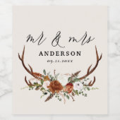 牡鹿田舎植物学結婚のミスターとミセス・スクリプトn ワインラベル (シングルラベル)