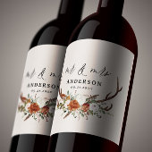 牡鹿田舎植物学結婚のミスターとミセス・スクリプトn ワインラベル