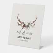 牡鹿田舎植物学結婚のmrとmrsスクリプト 台座サイン (正面)